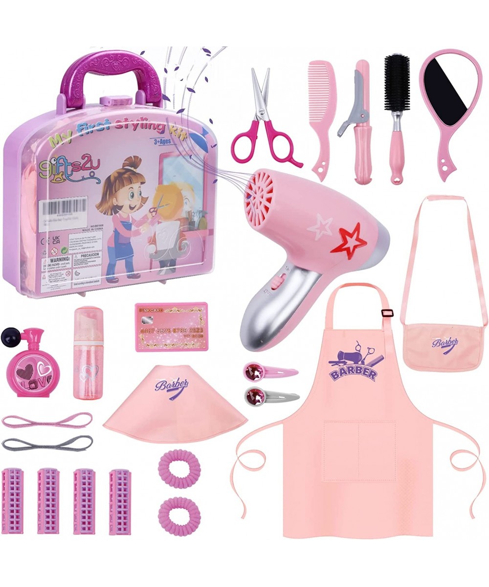 Girls Beauty Salon Set 23 Pcs Kids Beauty Salon Toy Kit Pretend Hair Styling Set for Girls with Blow Dryer Barber Costume Apr...