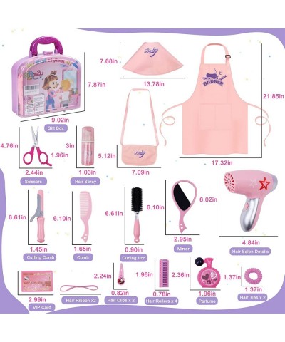 Girls Beauty Salon Set 23 Pcs Kids Beauty Salon Toy Kit Pretend Hair Styling Set for Girls with Blow Dryer Barber Costume Apr...