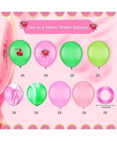 128 Pieces Watermelon Birthday Party Decoration Includes One in a Melon Party Supplies Watermelon Balloons Birthday Banner Ta...