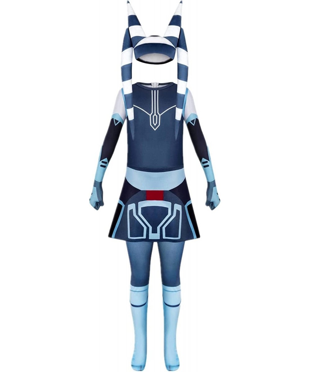 Kids Ahsoka Tano Mandalorian Costume Star Warrior Outfit with Headpiece Jumpsuit for Girl Boy Halloween Cosplay Dress Up $56....