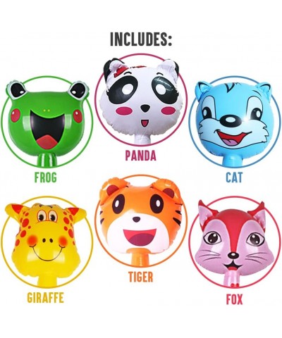 Inflatable Animal Sticks Set of 6 Animal Inflates for Kids in Assorted Designs Zoo Party Favors and Wild One Birthday Decorat...