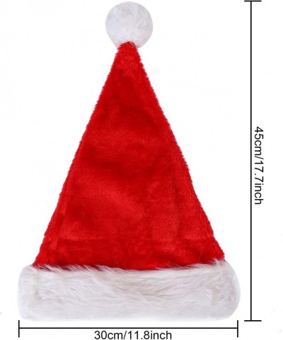 6 Pack Christmas Santa Hats Plush Velvet in Traditional Red and White with Comfort Liner Santa Hat for Christmas Costume Part...