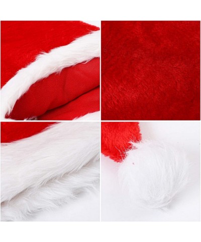 6 Pack Christmas Santa Hats Plush Velvet in Traditional Red and White with Comfort Liner Santa Hat for Christmas Costume Part...