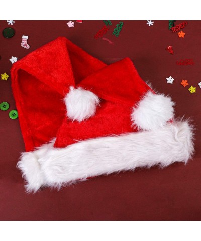 6 Pack Christmas Santa Hats Plush Velvet in Traditional Red and White with Comfort Liner Santa Hat for Christmas Costume Part...