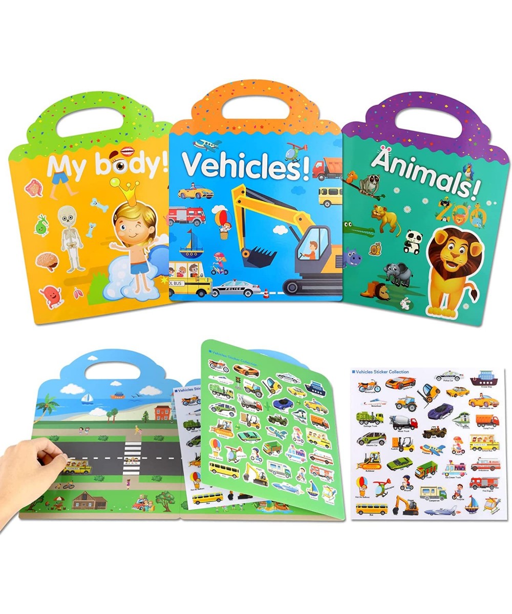 Reusable Stickers Book for 2 3 4 5 Year Old Boys Girls 3 Set Large Portable Reusable Educational Toys $19.29 Kids' Stickers