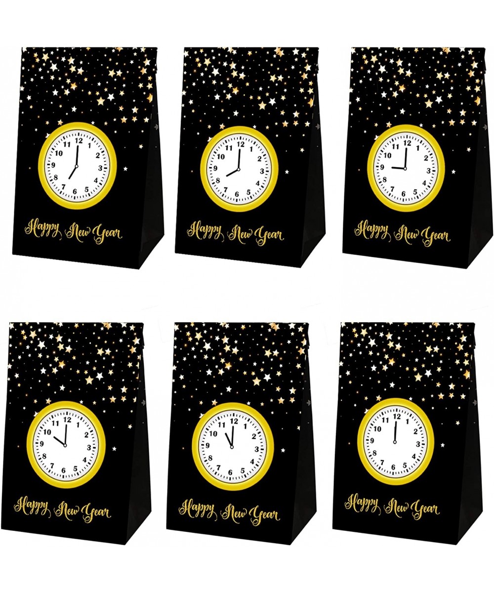 New Years Eve Party Bags 12 Pack Happy New Year Countdown Party Gift Bags Black and Gold Clock Goodie Bag for Happy New Year ...