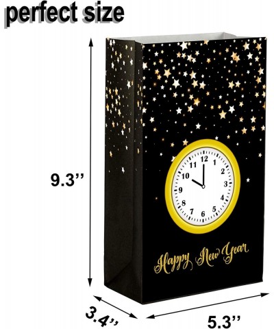 New Years Eve Party Bags 12 Pack Happy New Year Countdown Party Gift Bags Black and Gold Clock Goodie Bag for Happy New Year ...