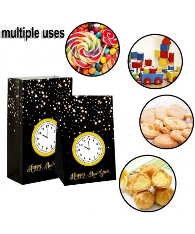 New Years Eve Party Bags 12 Pack Happy New Year Countdown Party Gift Bags Black and Gold Clock Goodie Bag for Happy New Year ...