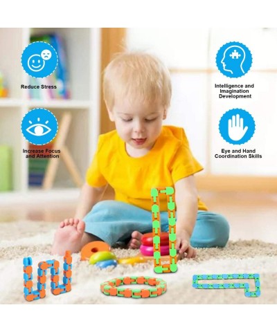 8Pcs Wacky Tracks Snap Fidget Click Toys for Kids Finger Sensory Snake Toys for Stress Relief ADD ADHD DIY Toys Autism Keeps ...