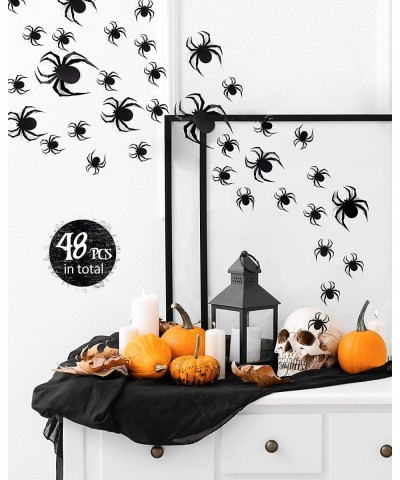 60 PCS Halloween 3D Spiders Decoration Scary Realistic Black Spider Sticker DIY Windows Wall Decal for Home Decor Bathroom In...