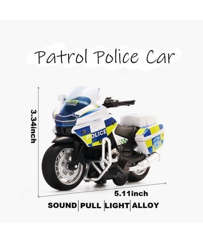 Pull Back Motorcycle Toys Tiny Gift with Music Lighting Police Motorcycles Toy for Boys Kids Age 3 4 5 6 7 8 Year Old (White)...