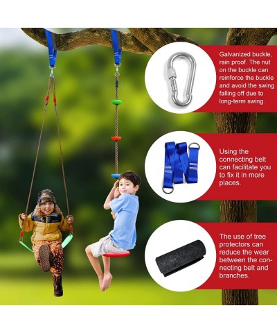 Tree Swing Climbing Rope 2 Pack Multicolor with Platforms Red Disc Swings Seat - Outdoor Playground Set Accessories Tree Hous...