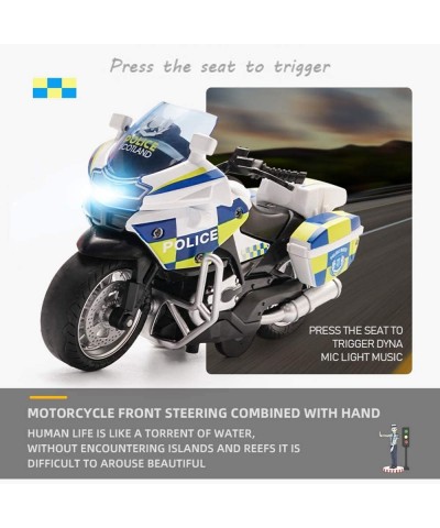 Pull Back Motorcycle Toys Tiny Gift with Music Lighting Police Motorcycles Toy for Boys Kids Age 3 4 5 6 7 8 Year Old (White)...