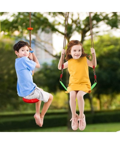 Tree Swing Climbing Rope 2 Pack Multicolor with Platforms Red Disc Swings Seat - Outdoor Playground Set Accessories Tree Hous...