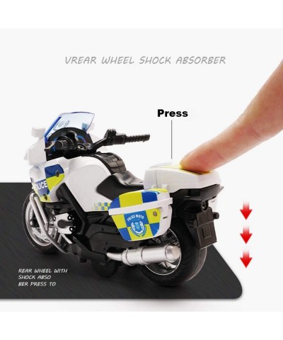 Pull Back Motorcycle Toys Tiny Gift with Music Lighting Police Motorcycles Toy for Boys Kids Age 3 4 5 6 7 8 Year Old (White)...