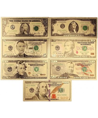 7 pcs Gold Foil Dollar Bills 100/50/20/10/5/2/1 Gold Dollar Bills USD Money Banknotes $16.56 Money & Banking Play Toys