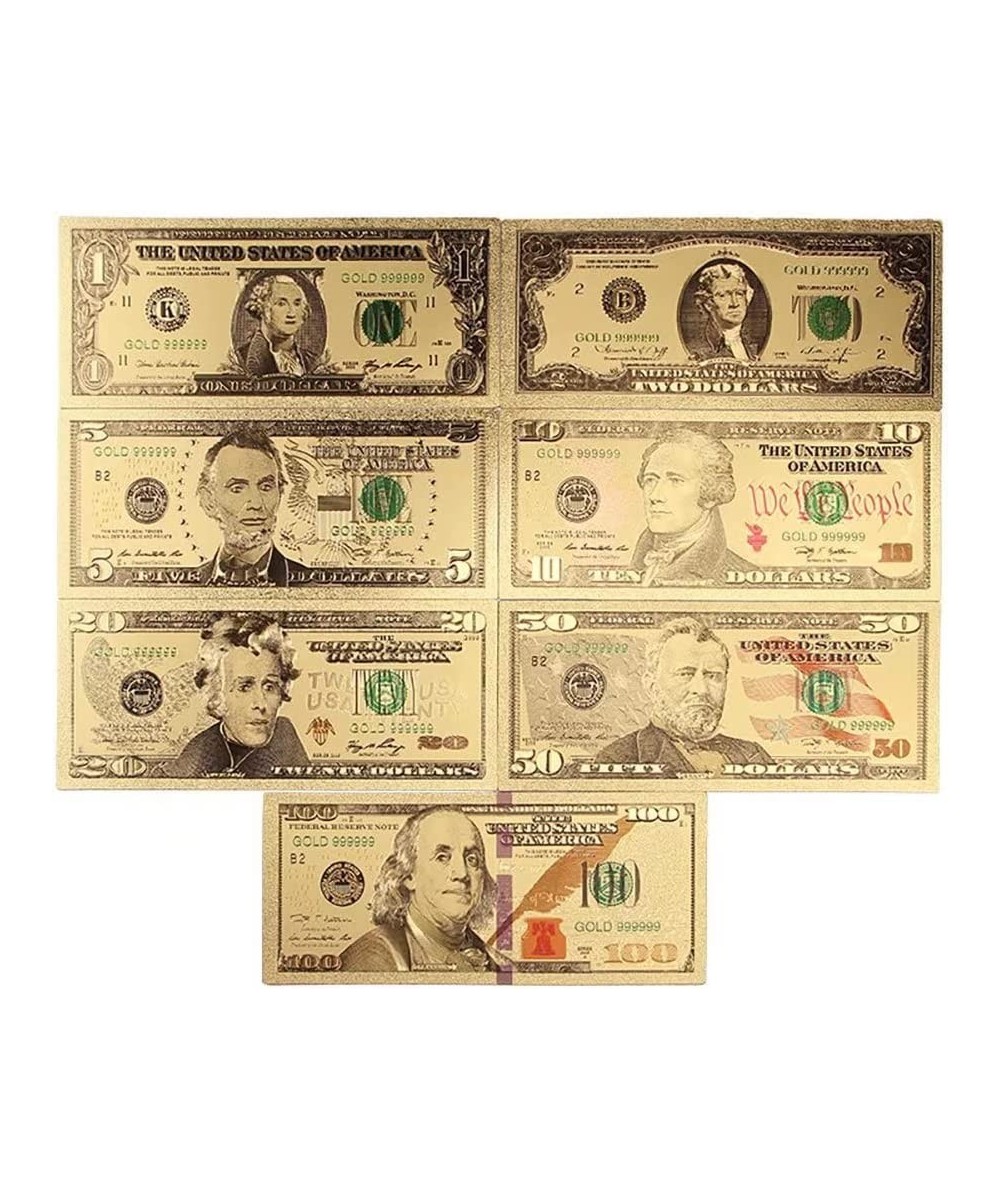 7 pcs Gold Foil Dollar Bills 100/50/20/10/5/2/1 Gold Dollar Bills USD Money Banknotes $16.56 Money & Banking Play Toys