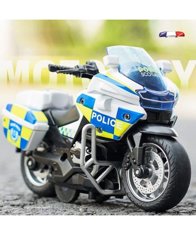 Pull Back Motorcycle Toys Tiny Gift with Music Lighting Police Motorcycles Toy for Boys Kids Age 3 4 5 6 7 8 Year Old (White)...