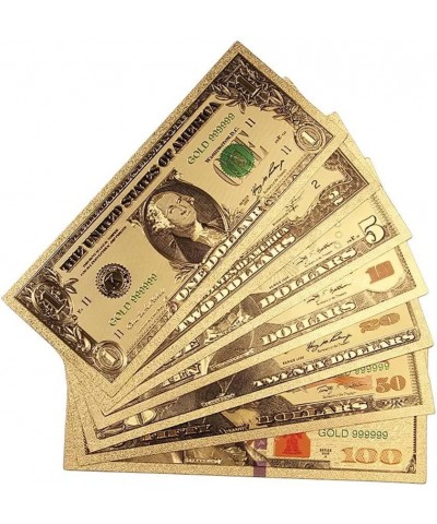 7 pcs Gold Foil Dollar Bills 100/50/20/10/5/2/1 Gold Dollar Bills USD Money Banknotes $16.56 Money & Banking Play Toys