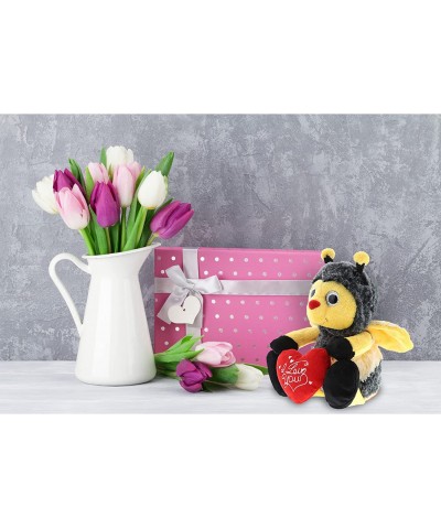 I Love You Plush Sitting Bee – Cute Stuffed Animal with Heart and Name Personalization for Valentines Anniversary Special Occ...