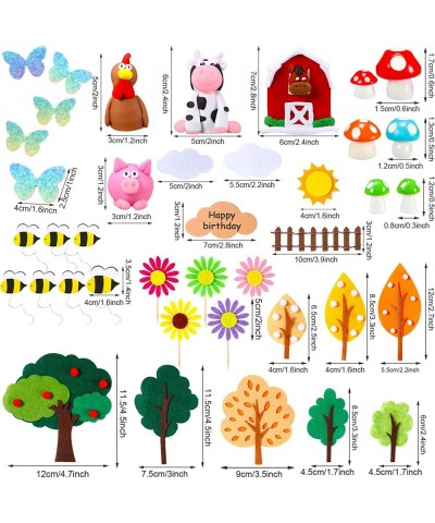 47 Pieces Farm Animal Cake Toppers Set Farmhouse Birthday Topper Decoration Clay Cow Cupcake Rural Decor for Baby Shower Them...