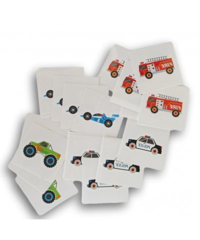 Cars and Trucks Party Favors - Temporary Tattoos - Monster Truck Racecar Fire Truck Police Car - 24 Cute Square Tattoos $14.0...