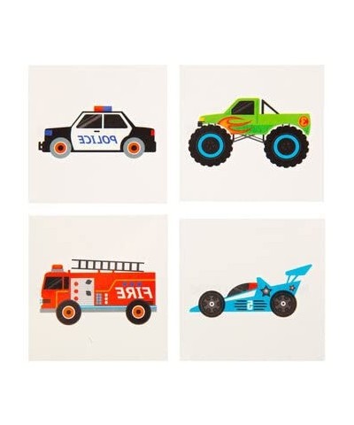 Cars and Trucks Party Favors - Temporary Tattoos - Monster Truck Racecar Fire Truck Police Car - 24 Cute Square Tattoos $14.0...