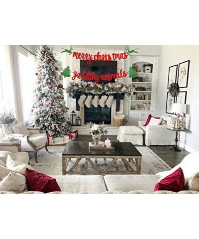 Red Glittery Merry Christmas Banner Merry Christmas Ya Filthy Animal Banner Christmas Party Holiday Ugly Sweater Christmas Pa...