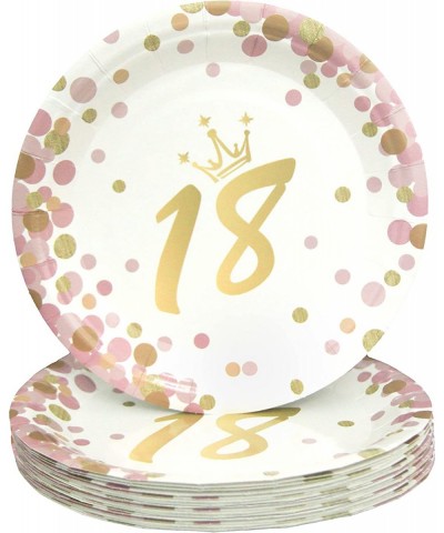 50 Pieces 18th Birthday Party Disposable 7 Inches Paper Plates Dessert Plates for Girls 18 Years Old Birthday Party $23.41 Ki...