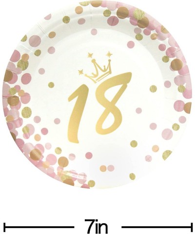 50 Pieces 18th Birthday Party Disposable 7 Inches Paper Plates Dessert Plates for Girls 18 Years Old Birthday Party $23.41 Ki...