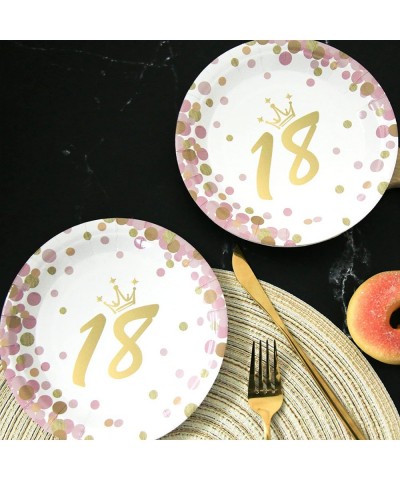 50 Pieces 18th Birthday Party Disposable 7 Inches Paper Plates Dessert Plates for Girls 18 Years Old Birthday Party $23.41 Ki...