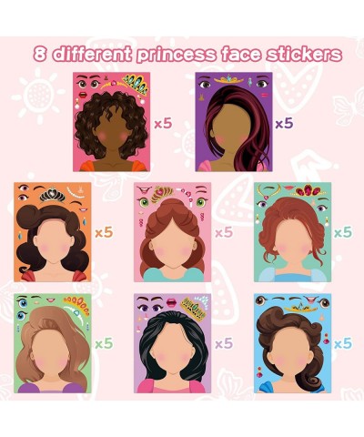 40 Pcs Make Your Own  Princess Stickers Games Princess DIY Dress-Up Face Stickers for Girls Make a Face Sticker Kids Craft Ga...