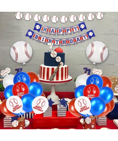 53 PCS Baseball Party Decorations Baseball Party Supplies Including Happy Birthday Banner Balloons and Baseball cake toppers ...