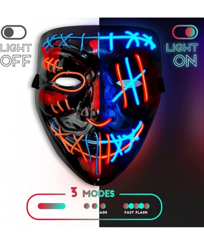 2 Pack LED Halloween Mask Scary Purge Mask with 3 Lighting Modes Light up Face Mask for Halloween Costume Festival Parties Ma...