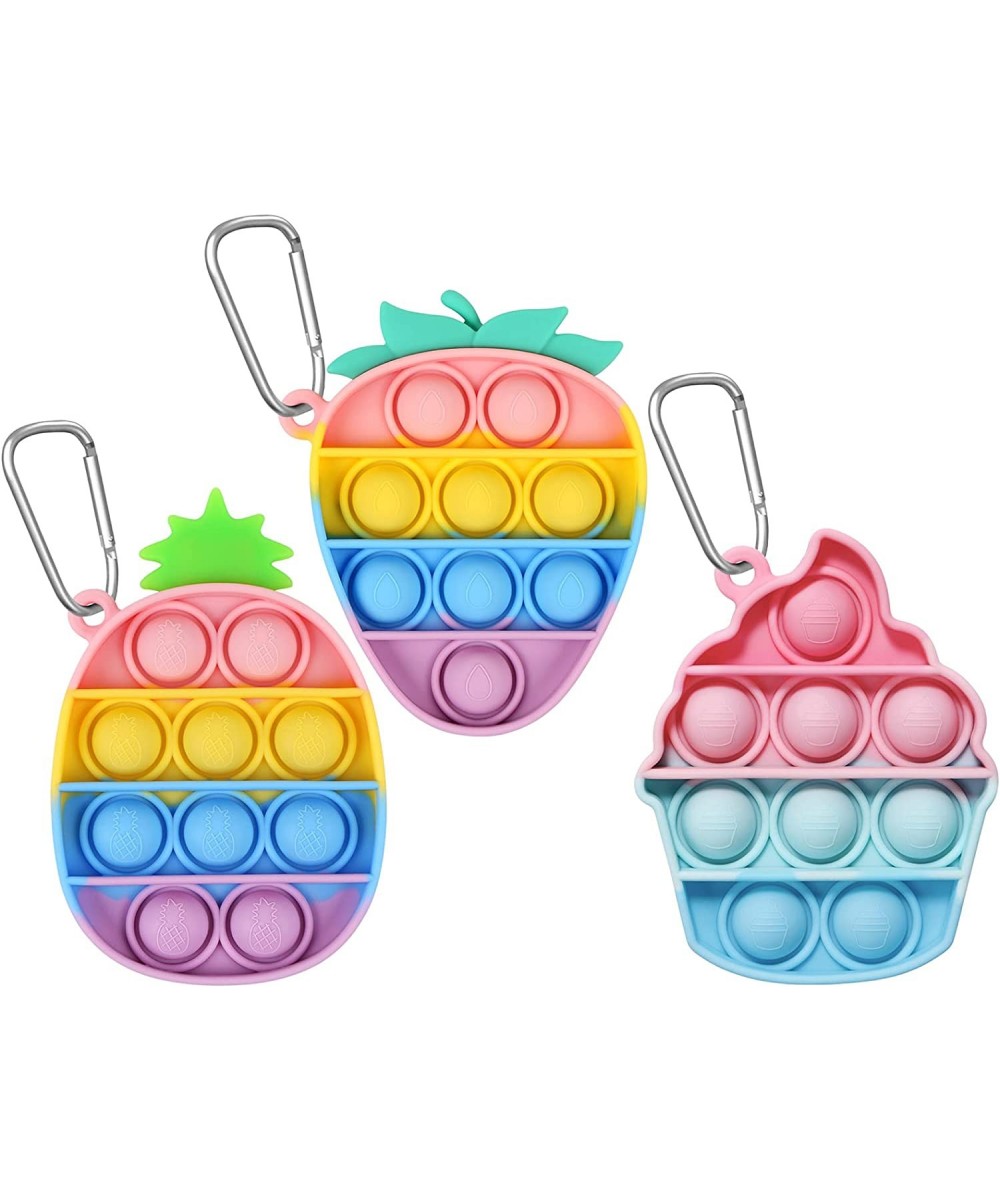 EVERMARKET 3 Pack Mini Push Pop Bubble Sensory Fidget Toy Keychains Simple Keychains Stress Relief Hand Toys Wrap Anxiety Rel...