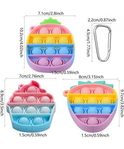 EVERMARKET 3 Pack Mini Push Pop Bubble Sensory Fidget Toy Keychains Simple Keychains Stress Relief Hand Toys Wrap Anxiety Rel...