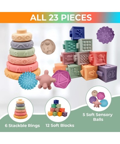 Baby Stacking and Nesting Toy Set – Soft Stack Rings Educational Building Blocks and Sensory Balls Squeeze and Learning Toys ...