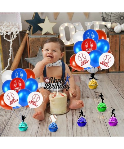 53 PCS Baseball Party Decorations Baseball Party Supplies Including Happy Birthday Banner Balloons and Baseball cake toppers ...