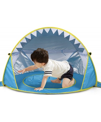 Pop Up Baby Beach Tent with Pool Portable Shark Sun Shelter Tent with UPF UV 50+ Protection for Toddler Aged 3-72 Months (Blu...