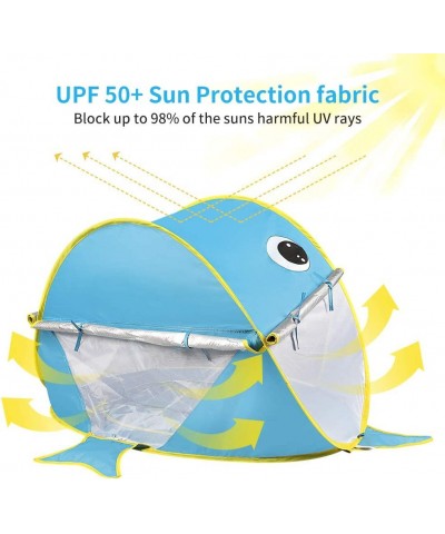 Pop Up Baby Beach Tent with Pool Portable Shark Sun Shelter Tent with UPF UV 50+ Protection for Toddler Aged 3-72 Months (Blu...