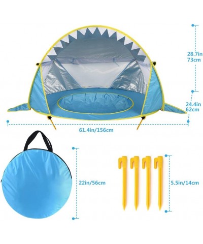 Pop Up Baby Beach Tent with Pool Portable Shark Sun Shelter Tent with UPF UV 50+ Protection for Toddler Aged 3-72 Months (Blu...