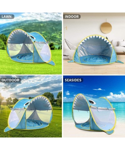 Pop Up Baby Beach Tent with Pool Portable Shark Sun Shelter Tent with UPF UV 50+ Protection for Toddler Aged 3-72 Months (Blu...