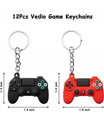 24 Pcs Video Game Party Favor Include Game Handle Keychains and Rubber Bracelets Inspired Silicone Wristbands Key Ring Pendan...