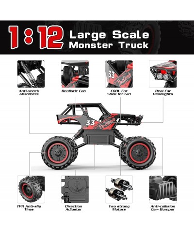 Monster Trucks 4WD Dual Motors 1/12 RC Cars for Boys Remote Control Car with Headlights Rechargeable Battery All Terrain Off ...