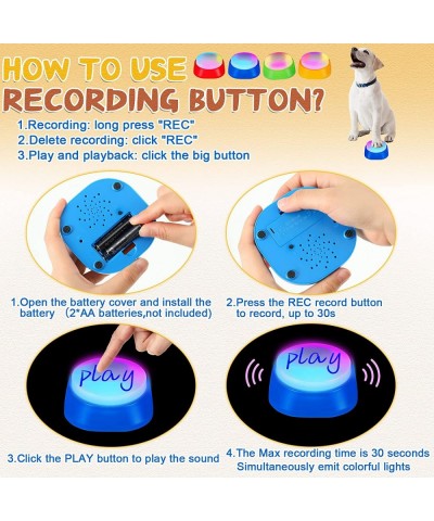 8 Pack LED Recordable Buttons with Lights for Kids Light up Answer Buzzers Flashing Pets Talking Buttons LED Learning Buzzers...