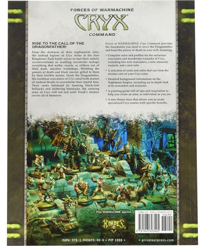 Forces of Warmachine: Cryx Command SC (Book) Miniature Game PIP1088 $58.22 Game Accessories