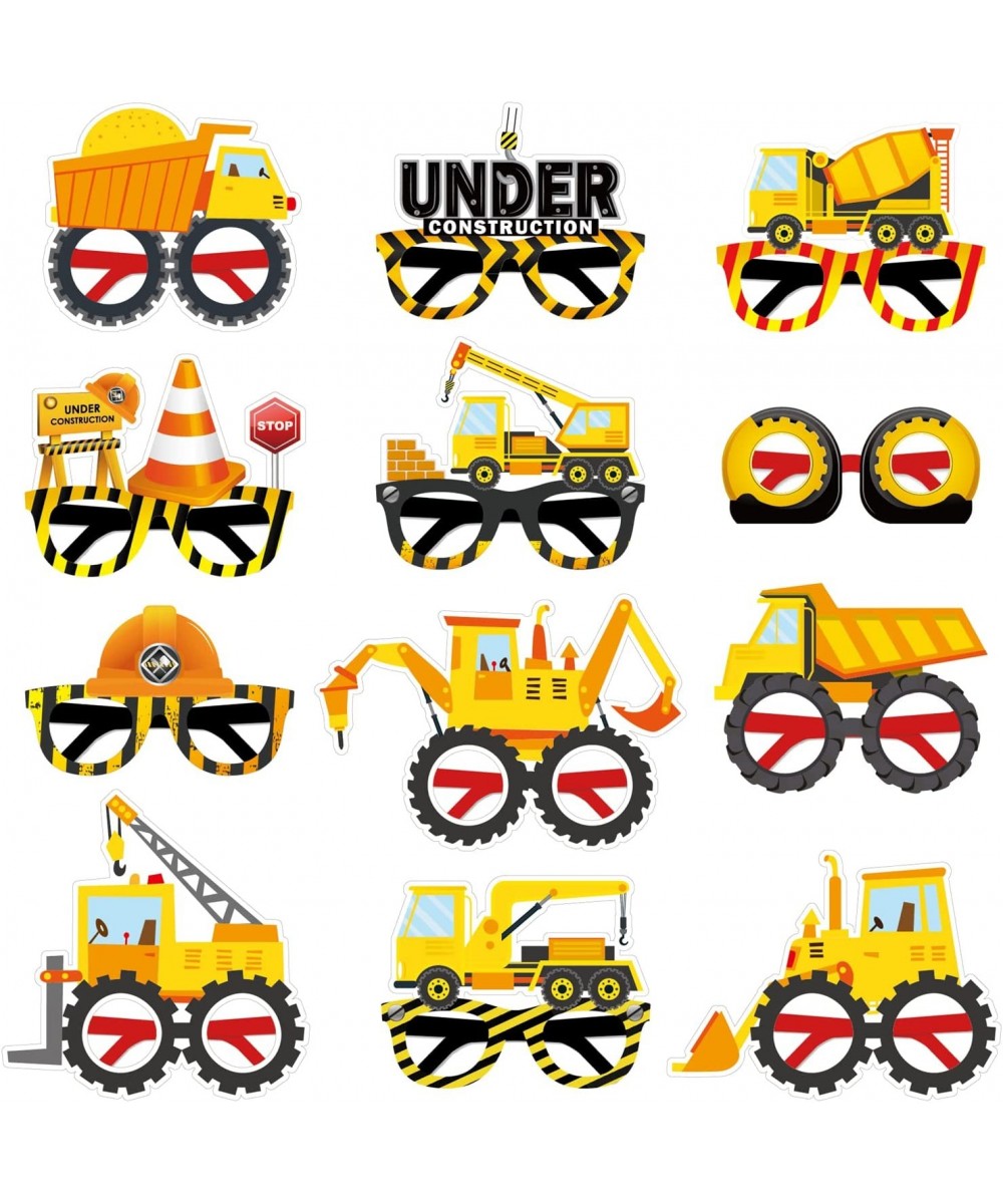 12 Pieces Construction Birthday Party Mask Glasses Construction Themed Party Photo Booth Props Construction Truck Cosplay Kid...