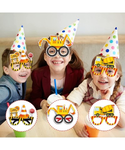 12 Pieces Construction Birthday Party Mask Glasses Construction Themed Party Photo Booth Props Construction Truck Cosplay Kid...