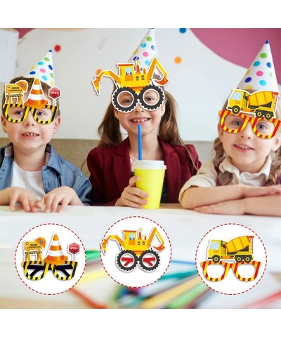 12 Pieces Construction Birthday Party Mask Glasses Construction Themed Party Photo Booth Props Construction Truck Cosplay Kid...