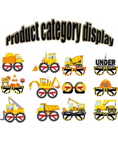 12 Pieces Construction Birthday Party Mask Glasses Construction Themed Party Photo Booth Props Construction Truck Cosplay Kid...